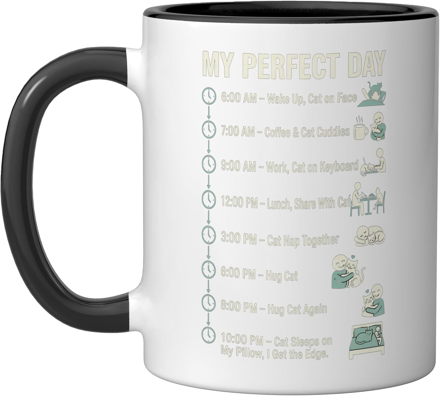 Taza Cerámica para Amantes de Gatos Negro/Blanco