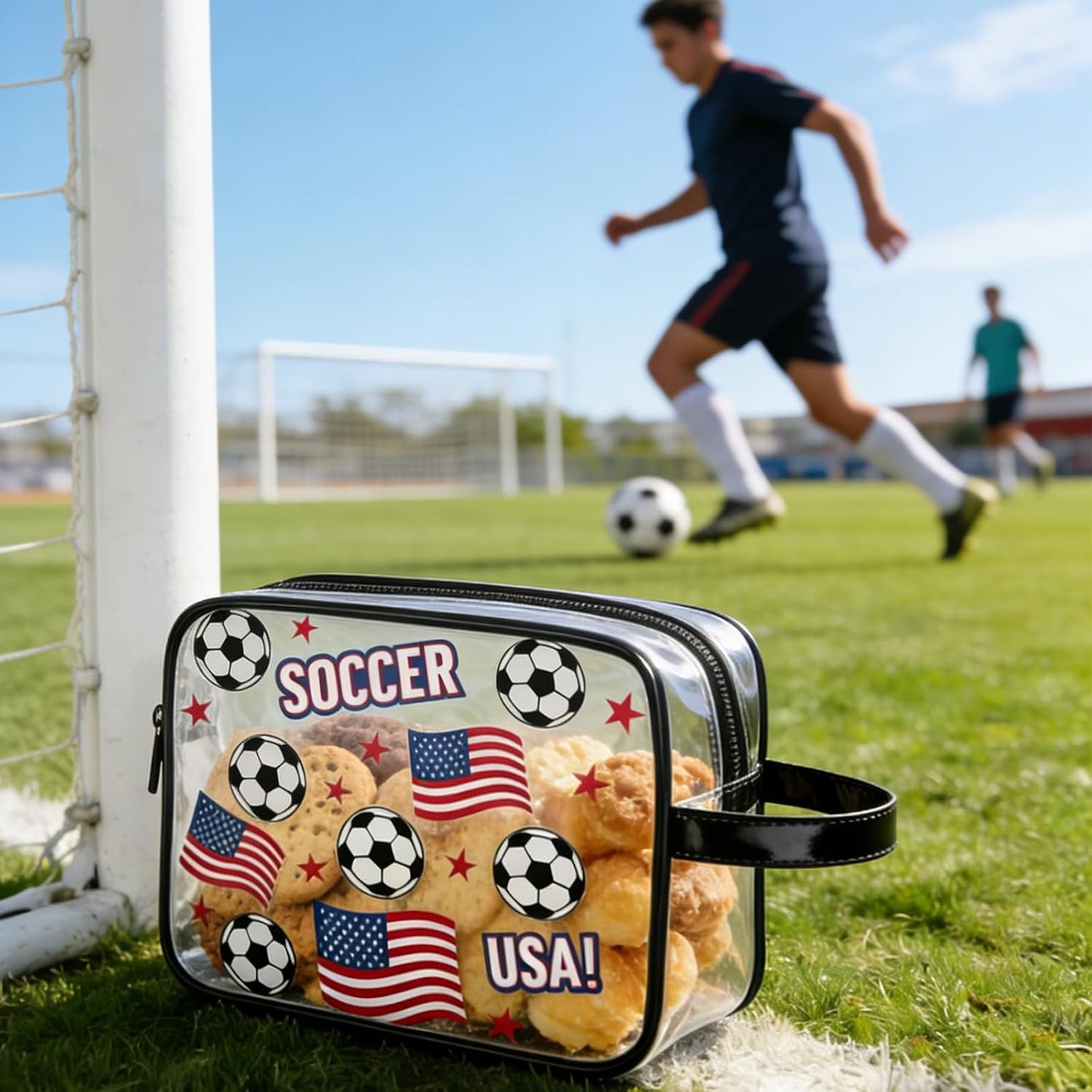 12 Bolsas PVC Transparente con Bandera EE.UU.