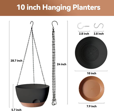 Maceta colgante riego auto 10pulg con cadena set 2