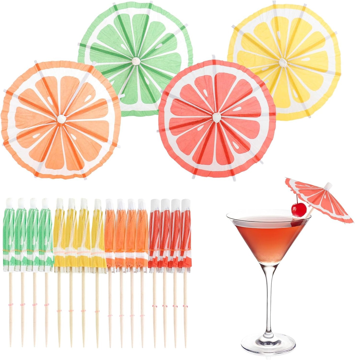 Paraguas de cóctel decorativo tropical para bebidas y postres