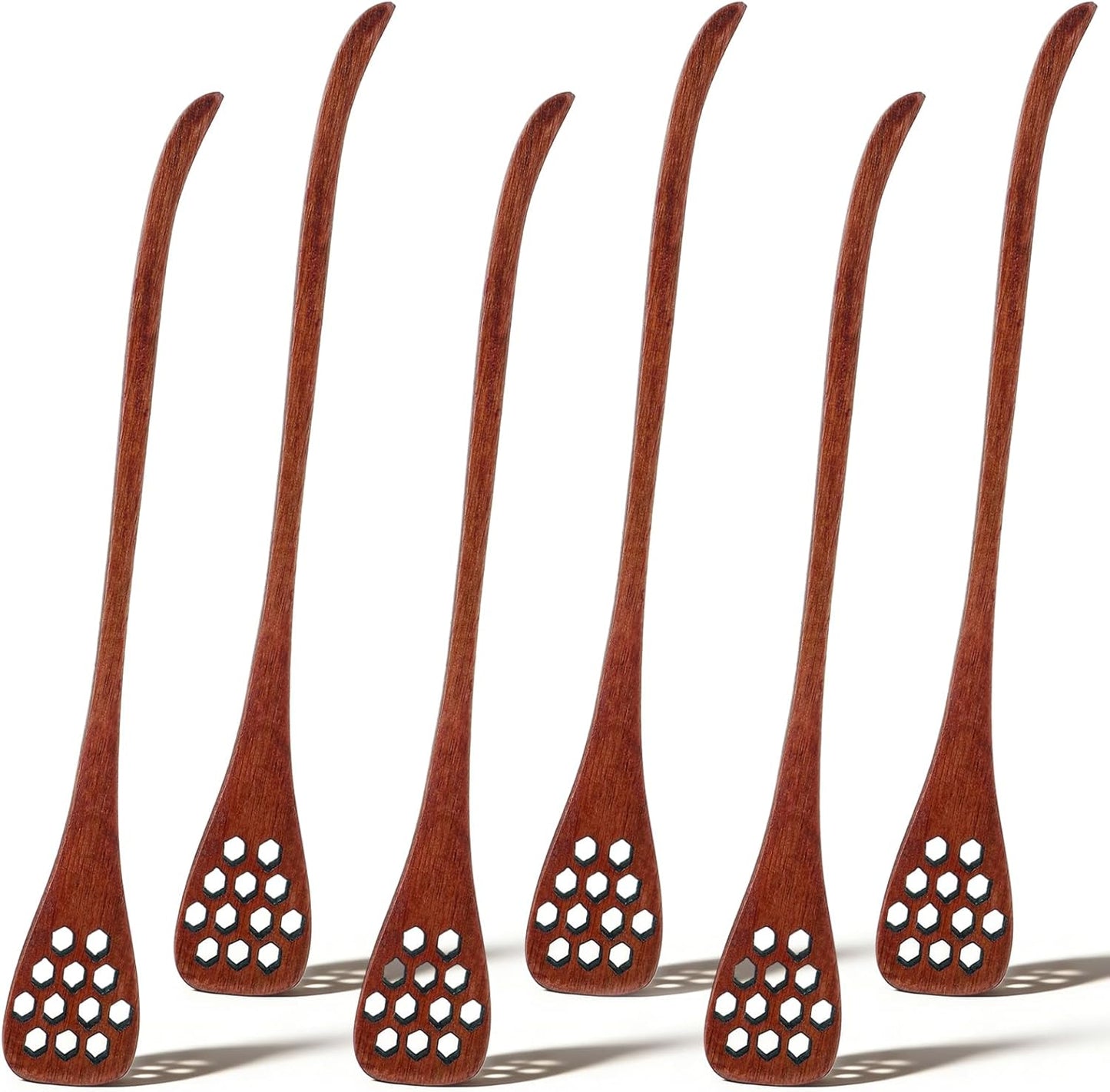 6 cucharas de madera con agitador de 7 pulgadas para mezclar té y café