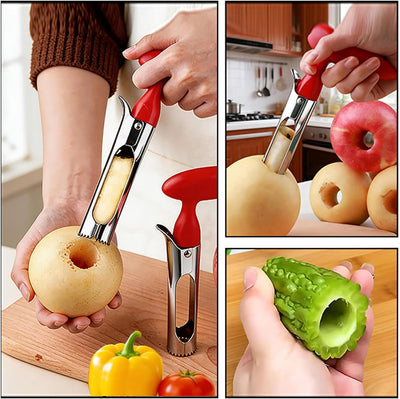 Herramienta descorazonador de manzana con mango antideslizante y cuchillas de acero inoxidable