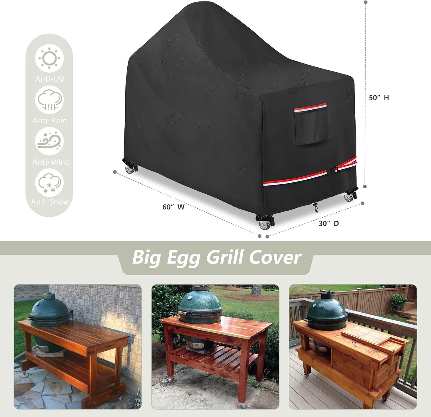 Cubierta parrilla 60pulg impermeable para parrilla de huevo verde