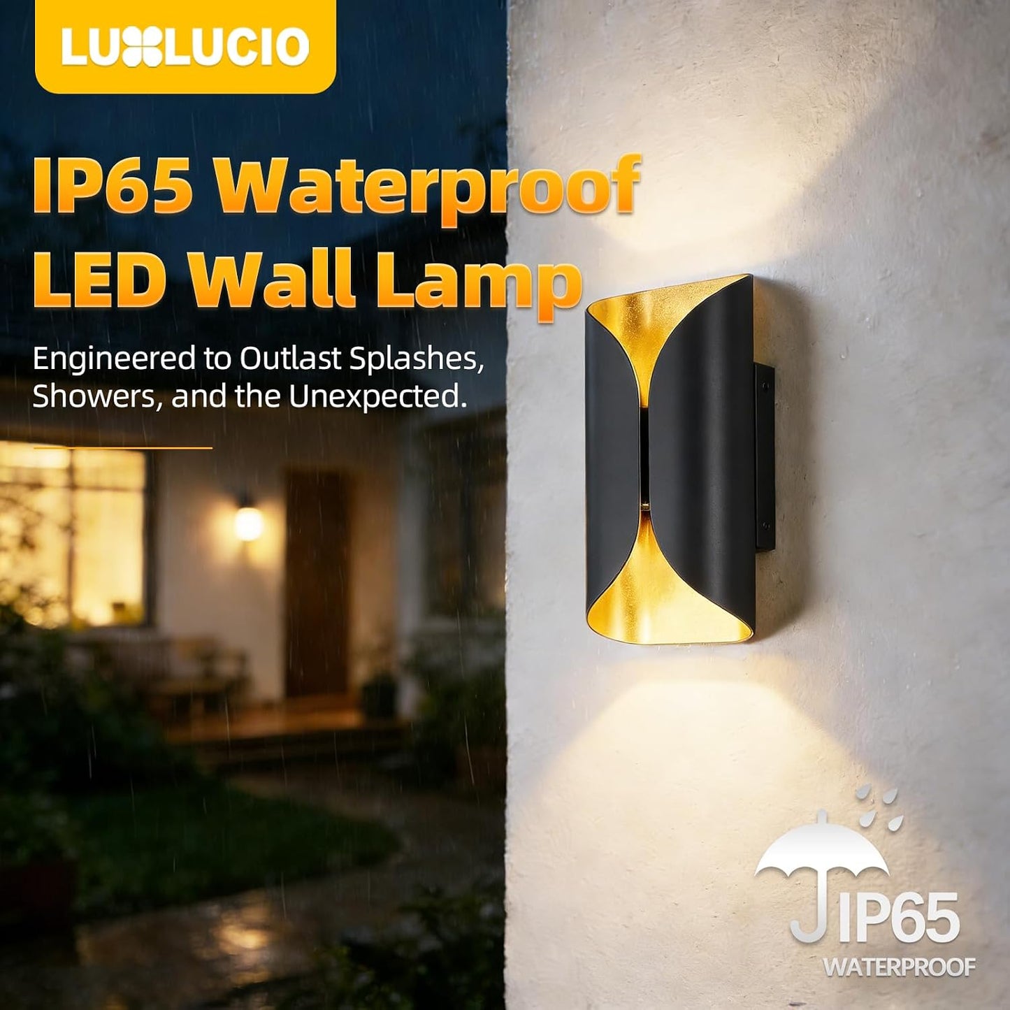Apliques LED aluminio negro y dorado IP65 12W