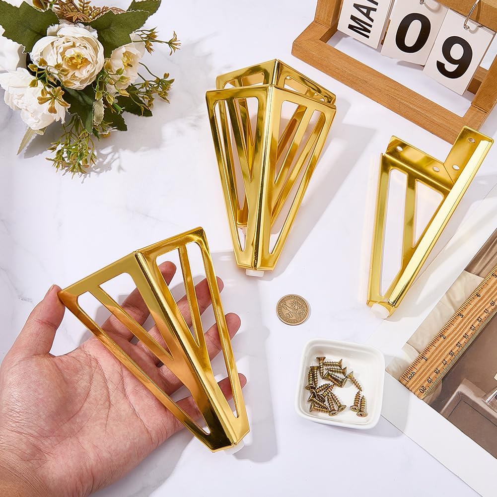 4 Pzas Patas Mueble Metal Dorado Triangular Reparacion