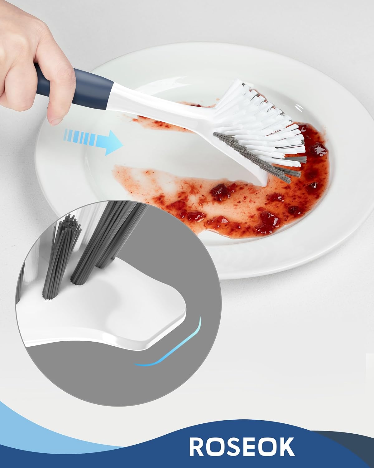 Cepillo platos con raspador antiadherente azul marino set 2