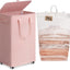 Cesta lavandería rosa con ruedas 75l baño dormitorio