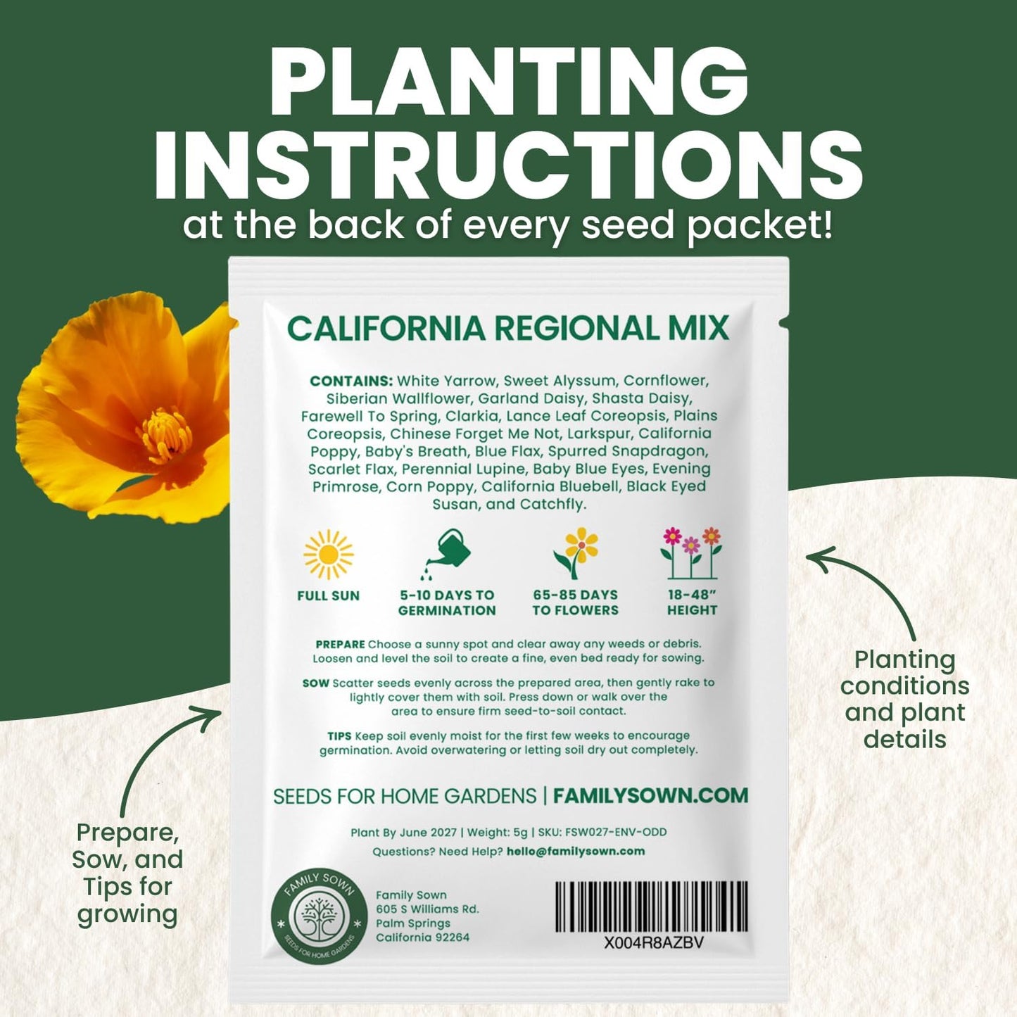 Mezcla regional California 3500 semillas bolsa 0.18oz