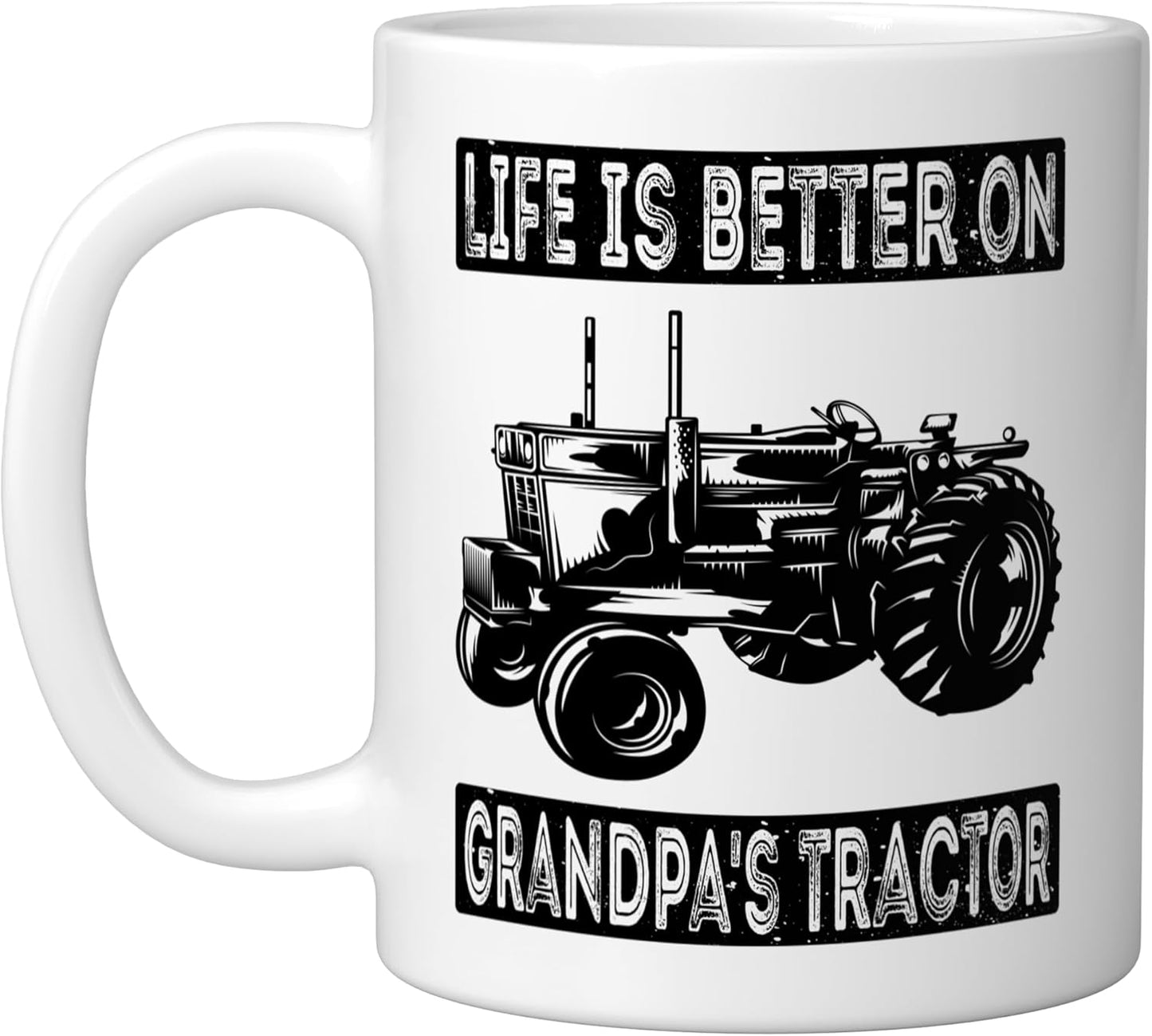 Taza cerámica para amantes del tractor blanco