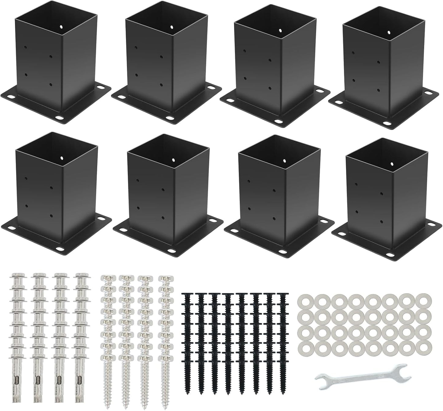 Base poste 4x4 8uds anclajes acero inox 3.55pulg