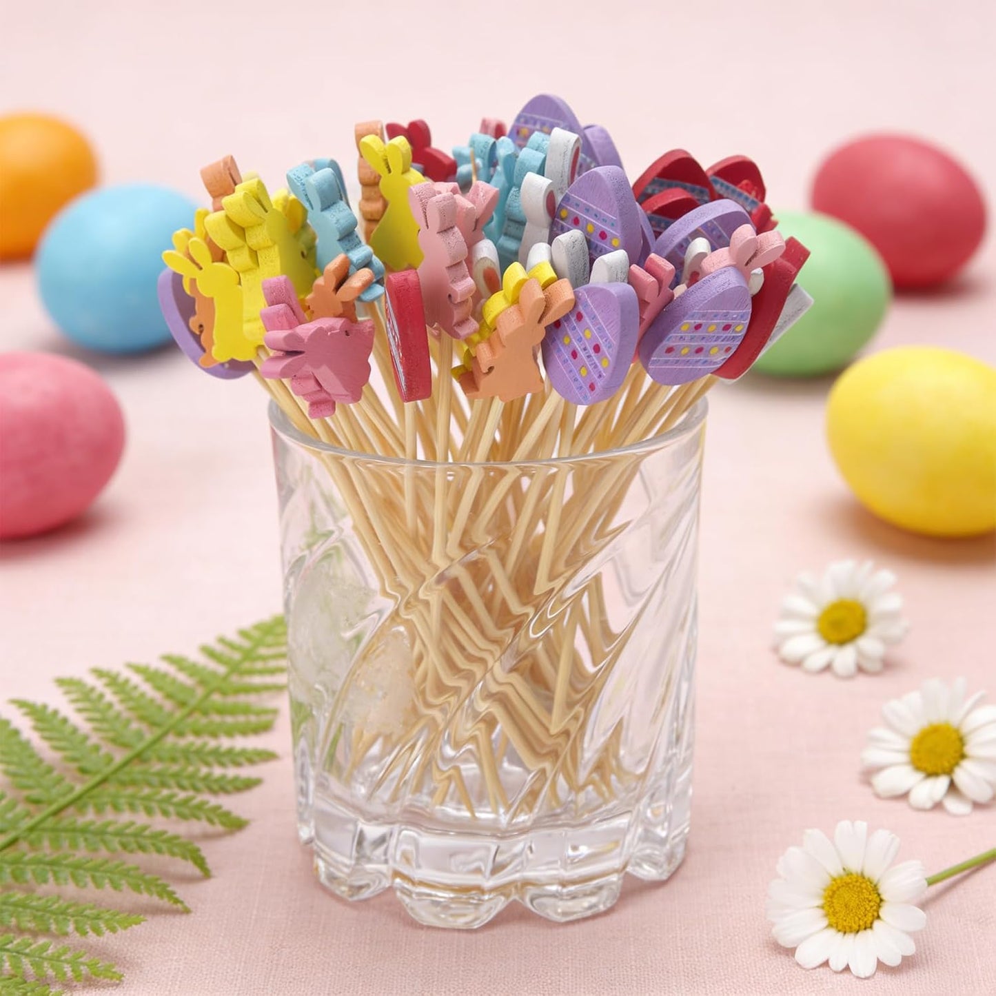 100 Palillos Bambú Natural para Aperitivos Pascua
