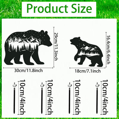2 Pzas Estatuas Oso Negro Metal para Jardín y Patio