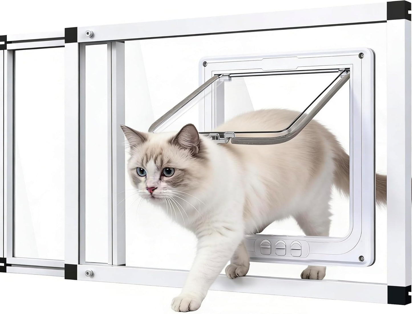 Puerta gato vidrio ajustable 22-28.5pulg aluminio cierre magnético