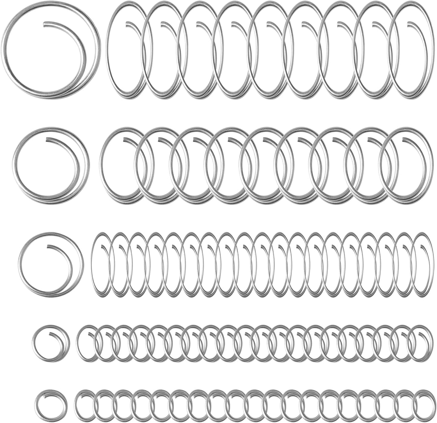 Kit 80 anillos chaveta acero inox 5 tamaños resistentes