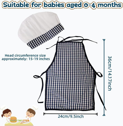 2 Pack Accesorios Foto Bebé Chef Mini Sombrero Delantal Niña