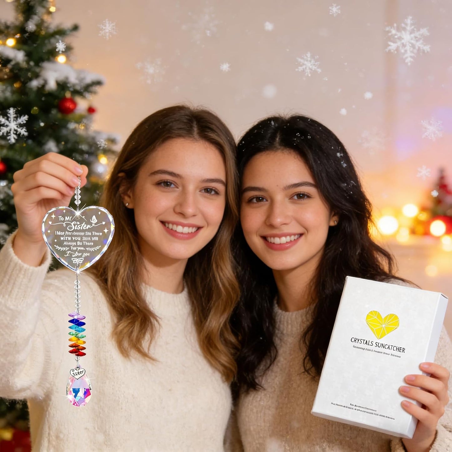 Atrapasoles de cristal con prisma de corazón para hermana