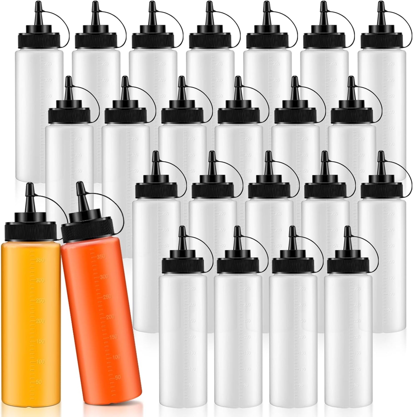 Botellas exprimibles condimentos 12oz reutilizables