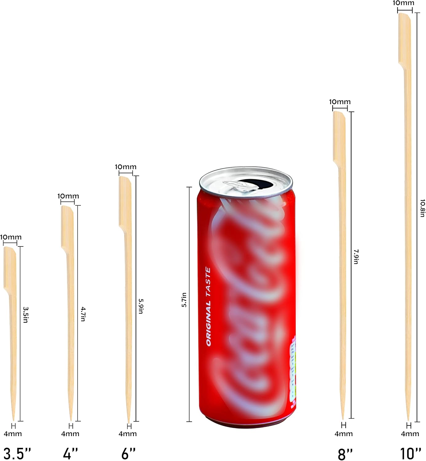 Brochetas bambú 9cm 100pzas para cóctel malvaviscos frutas