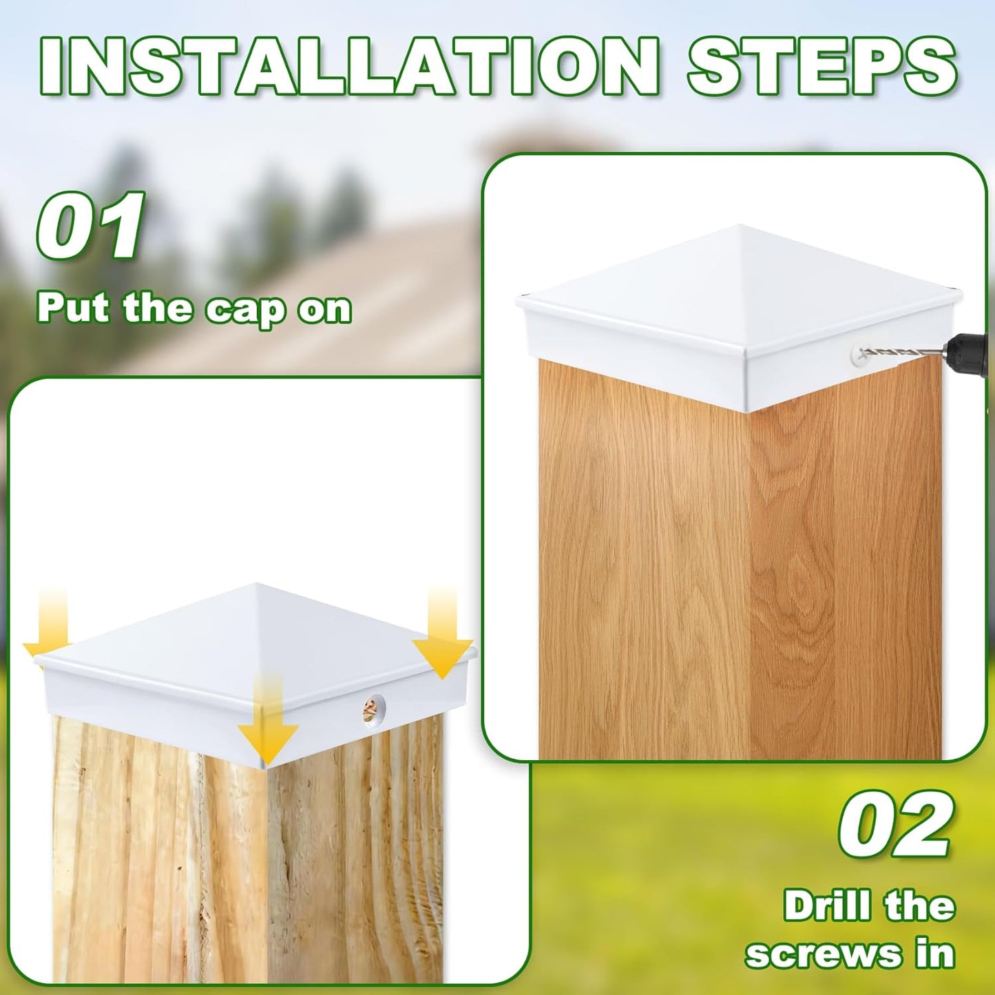 Cubierta aluminio 4x4 para poste madera acabado mate pack 4 blanco