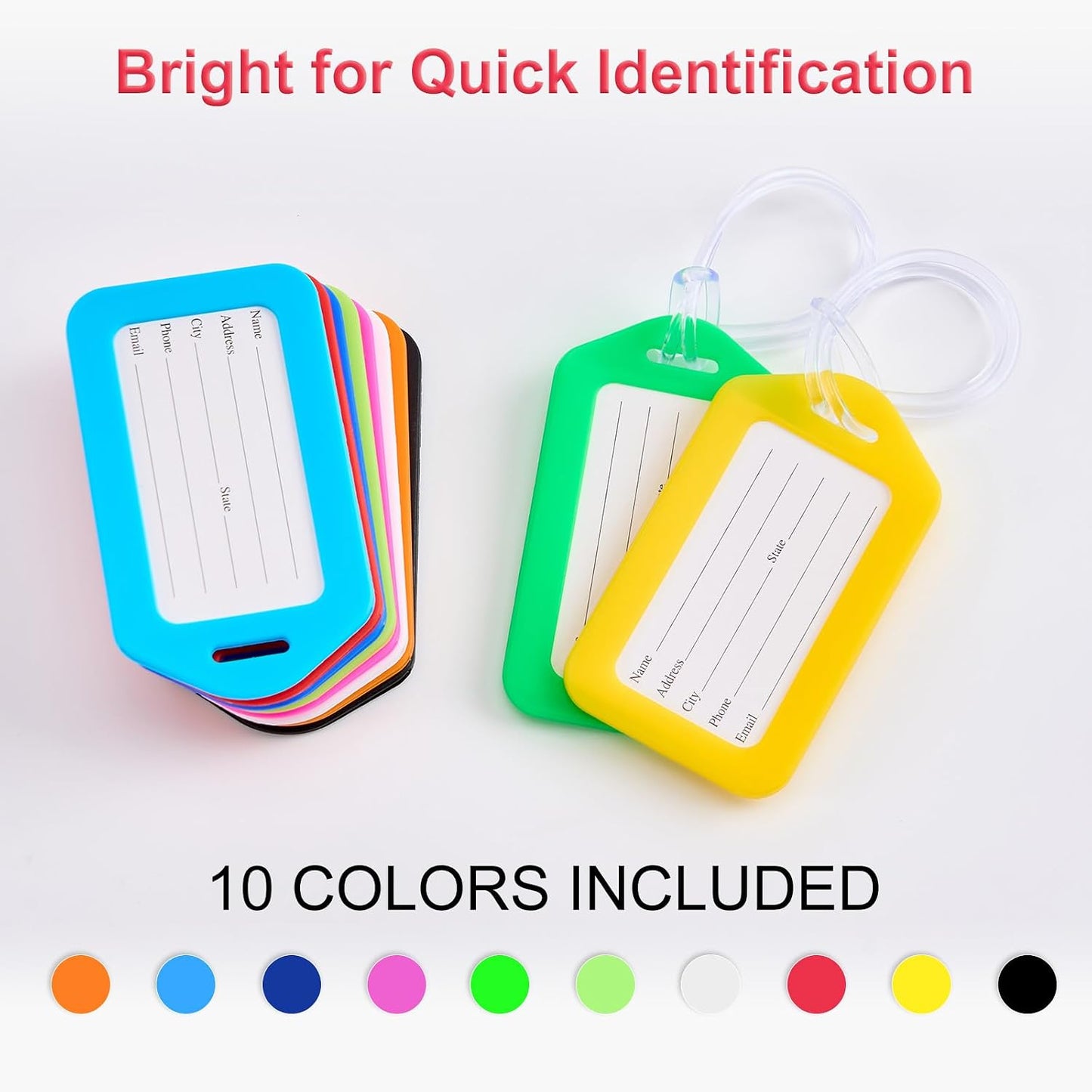 10 Etiquetas Brillantes para Maleta con Cubierta Transparente