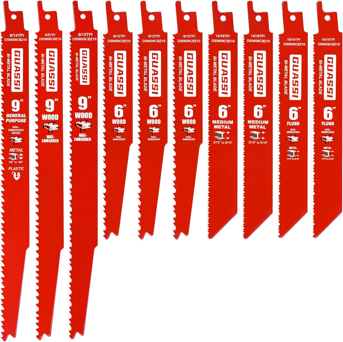 Set 10 Hojas Sierra Recíproca Bimetálicas 6y9pulg Para Diablo