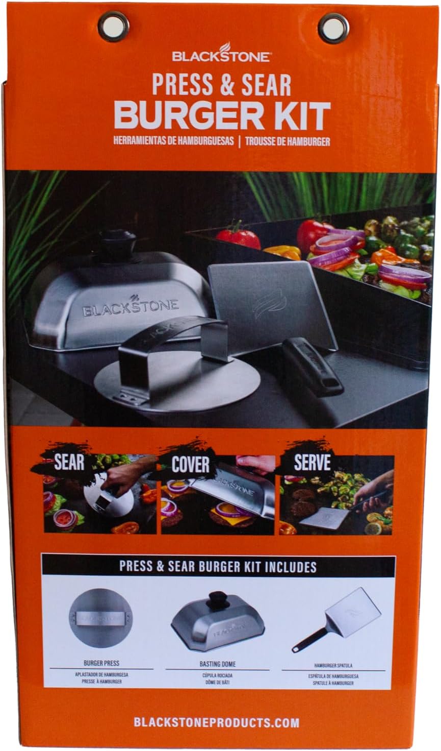 Kit 3 Pzas para Hamburguesas Acero Inox Espátula Volteadora