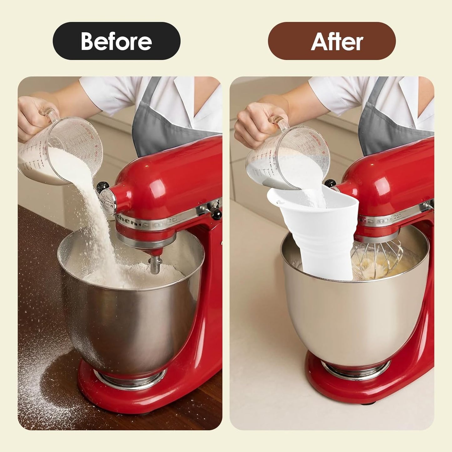 Embudo silicona plegable para mezcladora 4.5-5qt lavavajillas