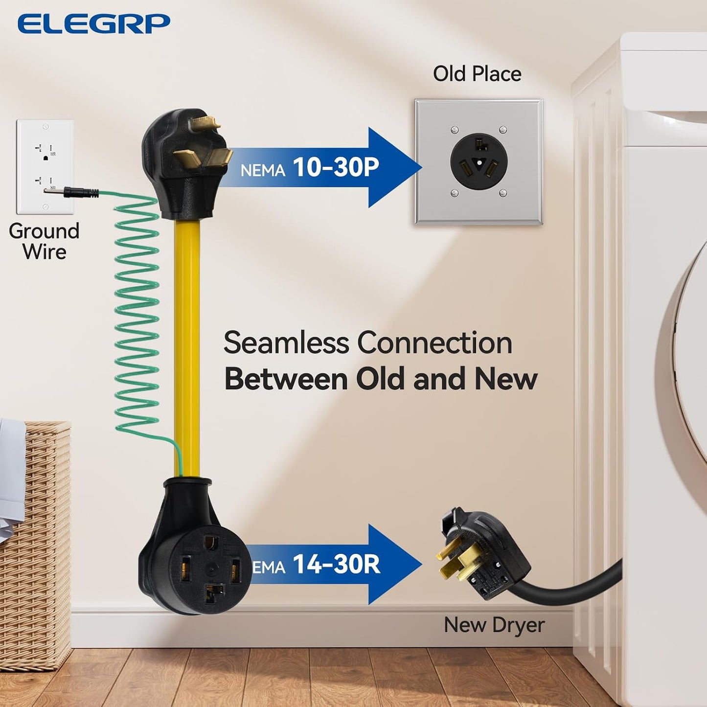 Adaptador secadora 4 a 3 clavijas 30A 250V