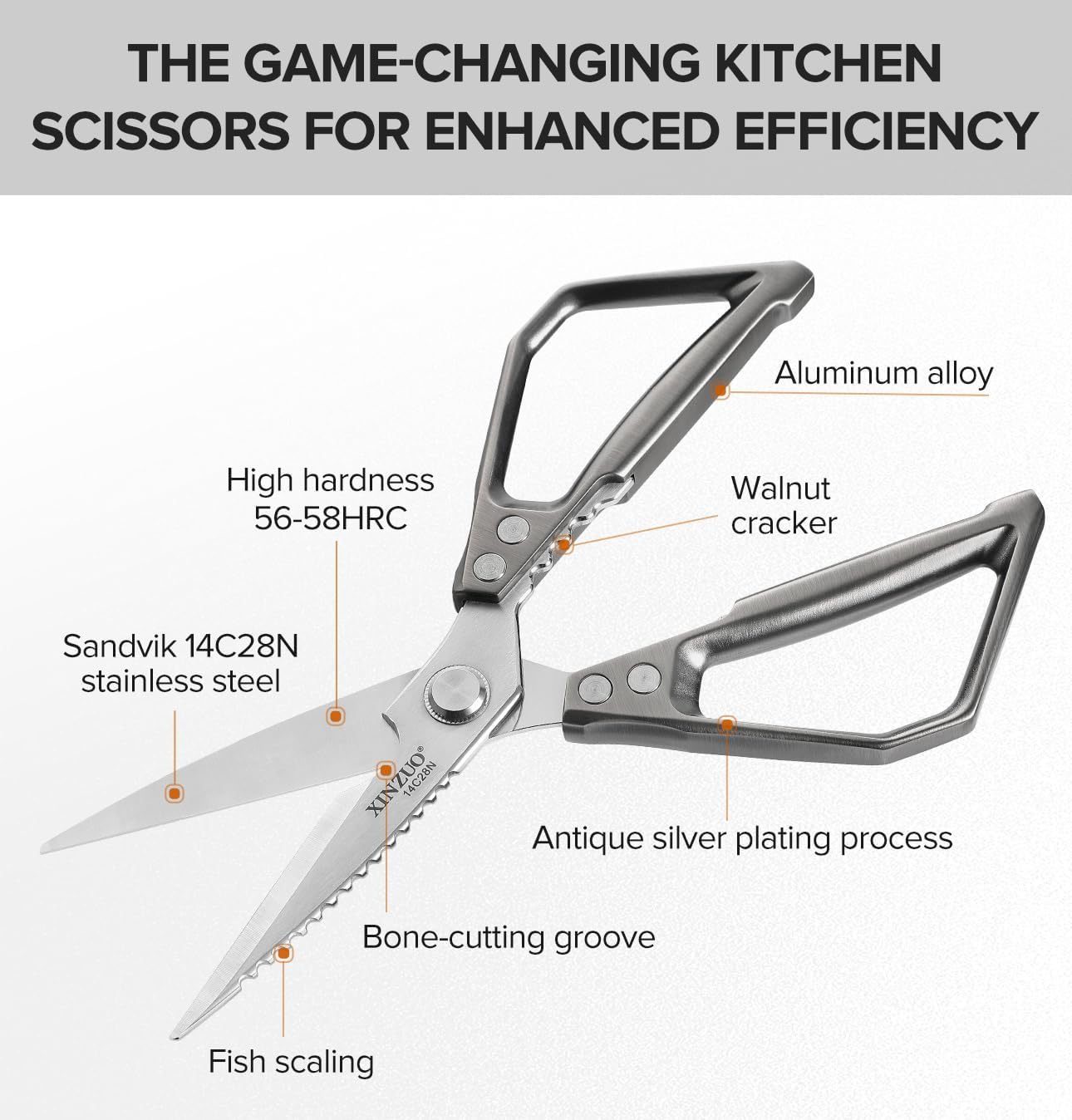 Tijera de cocina multiusos de acero inoxidable Sandvik