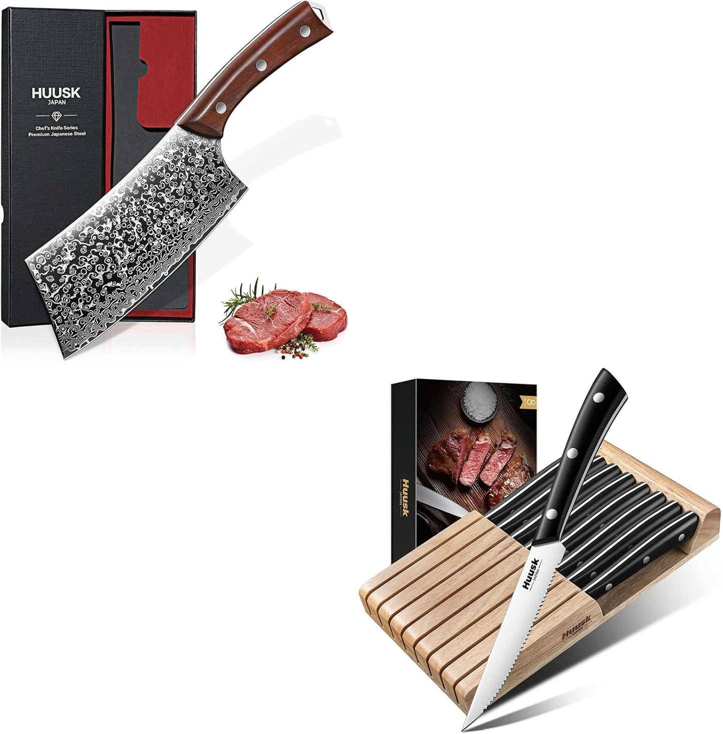 Set 8 Cuchillos Carne Japoneses con Bloque 6.4 Pulg