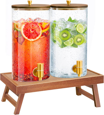 2 Dispensadores Bebida Vidrio 1.5gal Soporte Plegable
