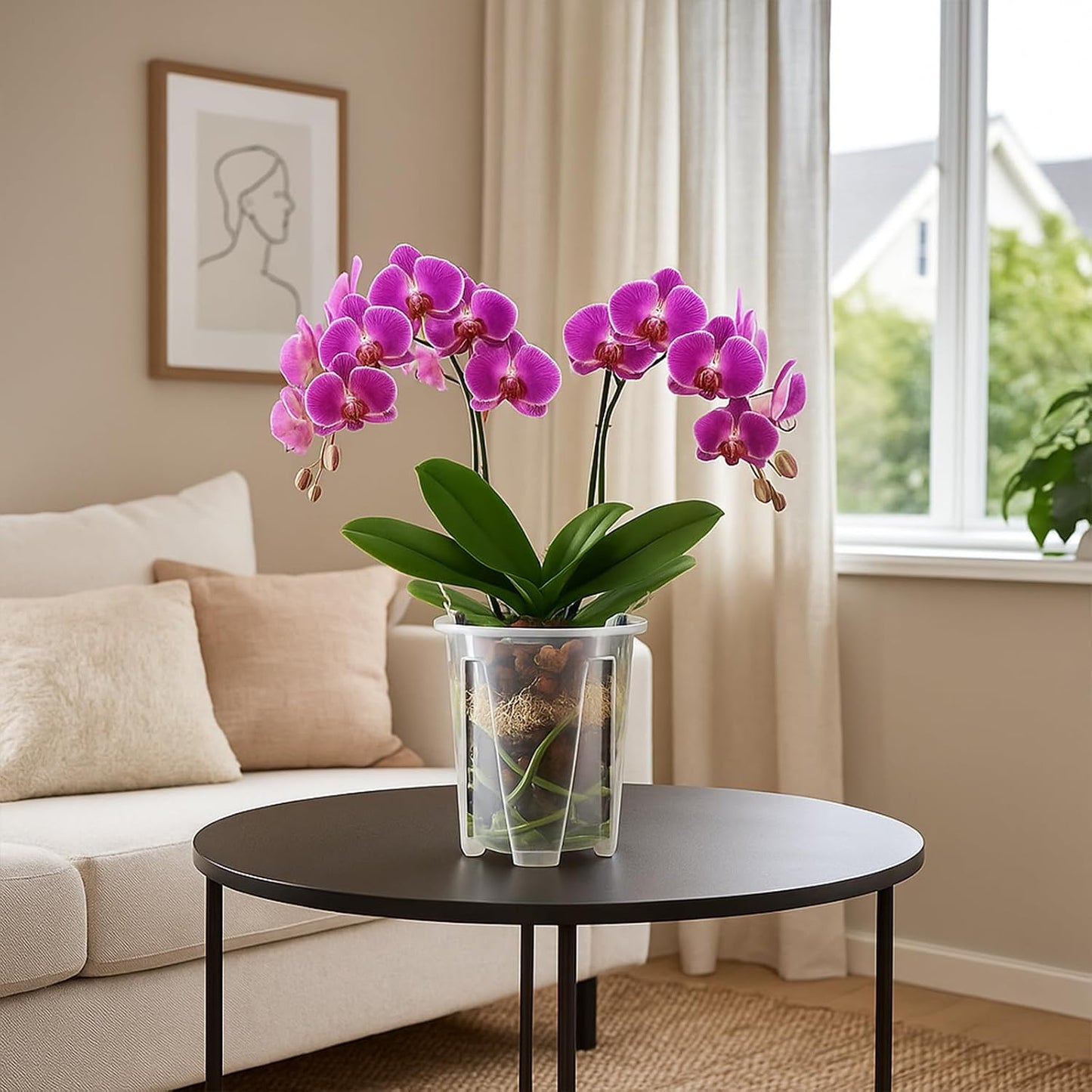 Maceta orquídea 12 Pzas plástico transparente 5.5pulg drenaje