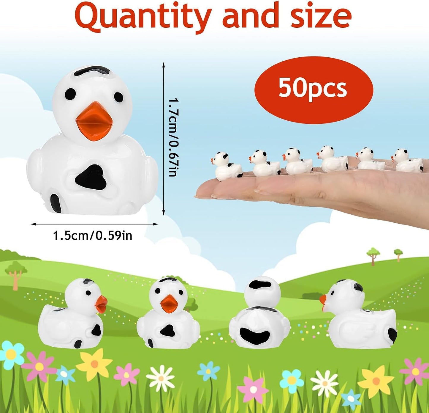 50 Pzas Mini Patos Resina Estampado Vaca