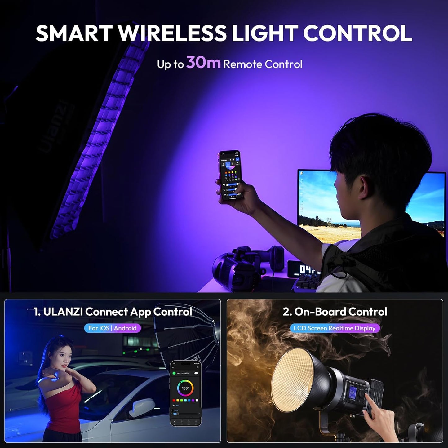 Luz RGB LED COB app control 27000lux