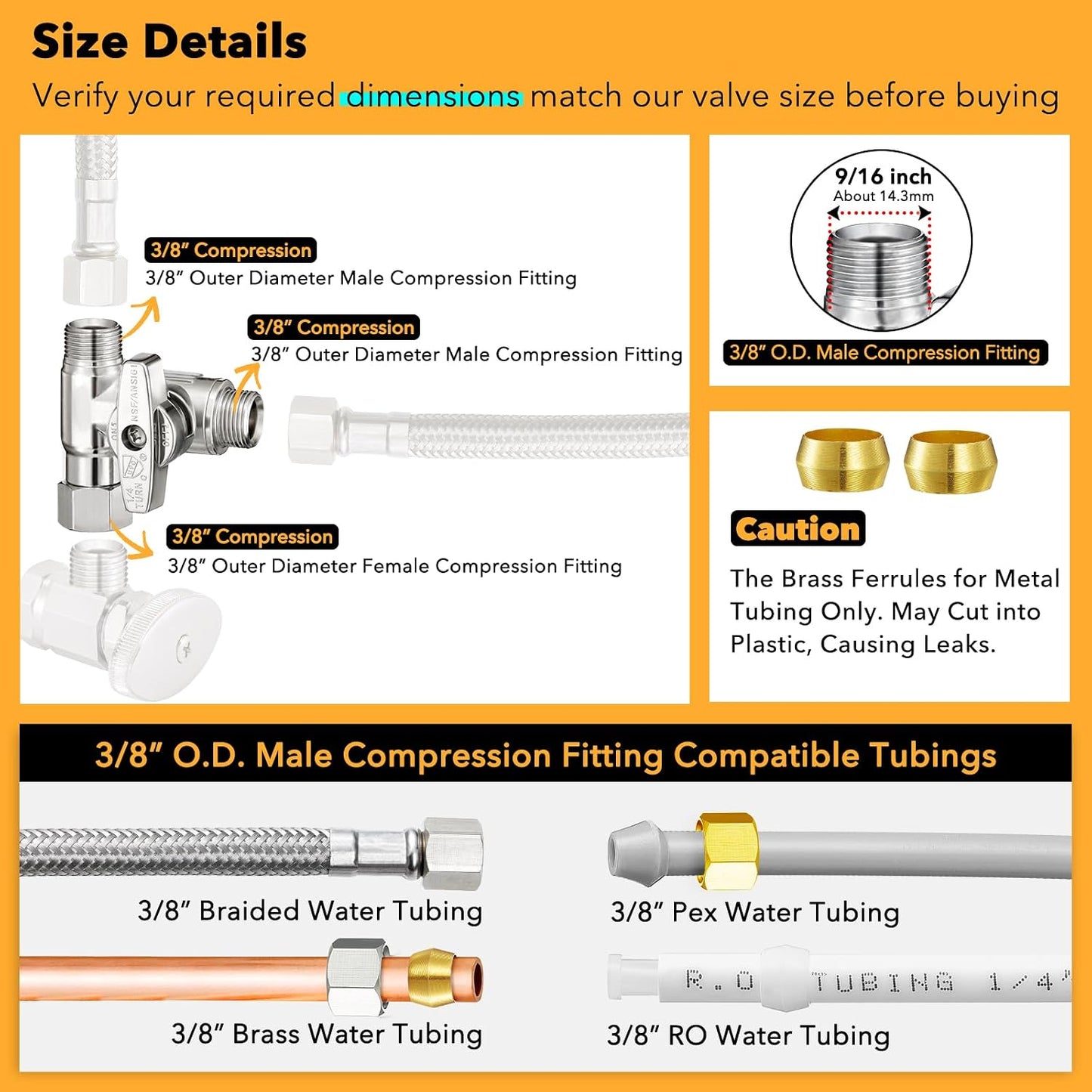 Válvula parada latón 3/8pulg conector T para lavavajillas