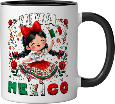 Taza de cerámica para niña con bandera mexicana