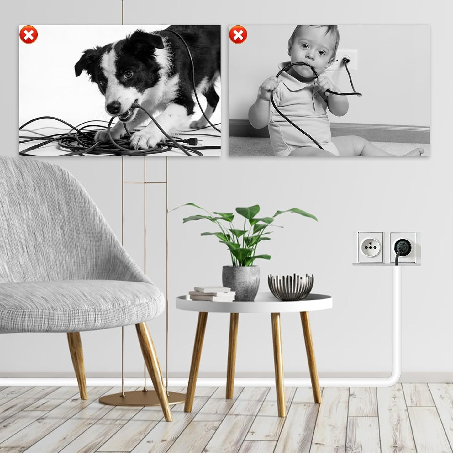 Ocultador de cables pared autoadhesivo flexible