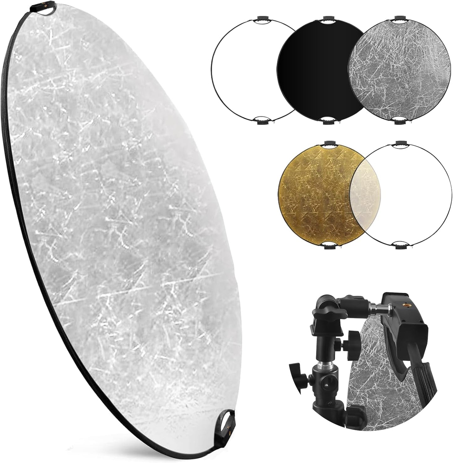 Reflector 32pulg plegable con bolsa y adaptador mango 5en1 estudio