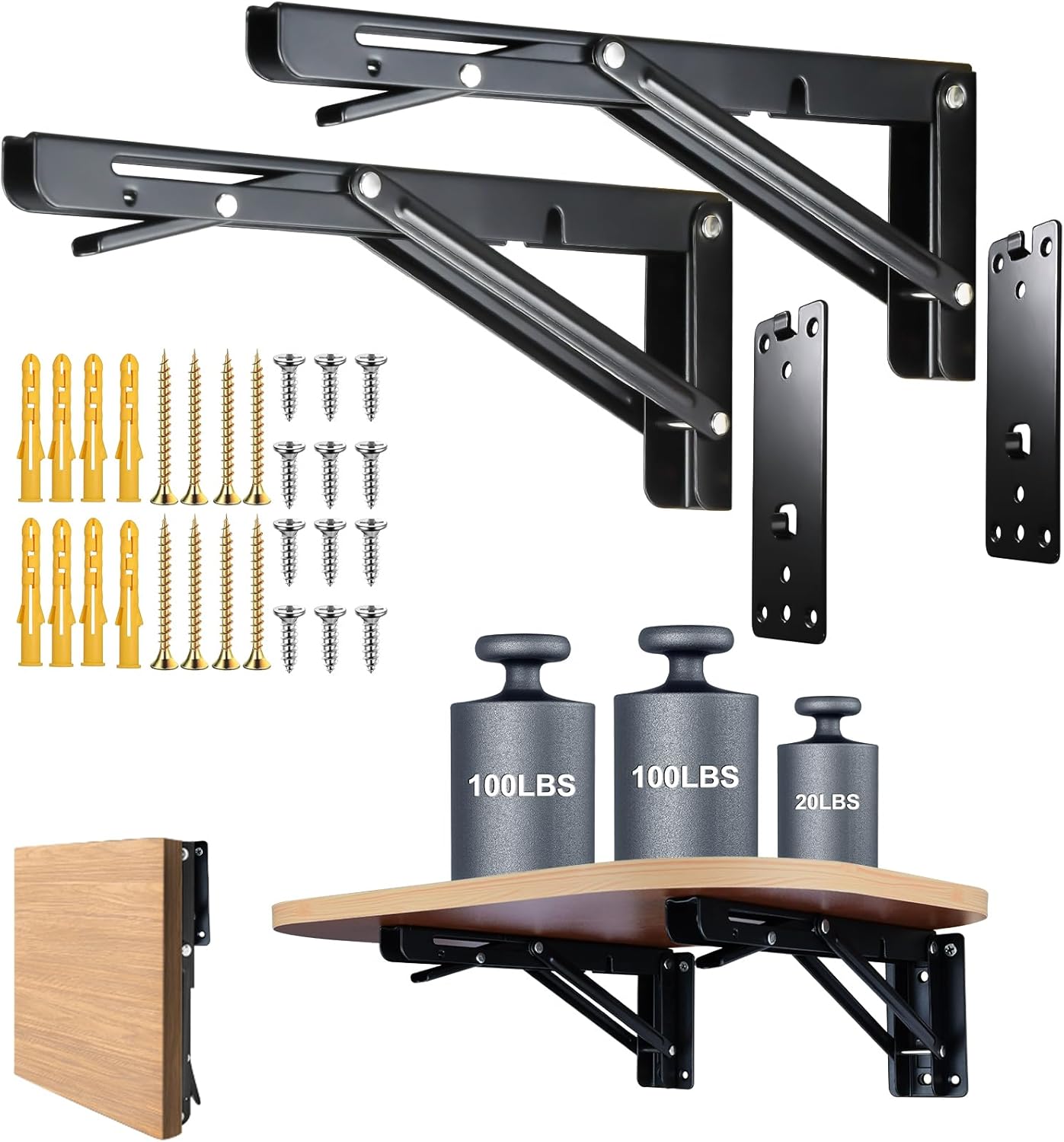 2 Soportes Plegables 10pulg Montaje Pared Negro