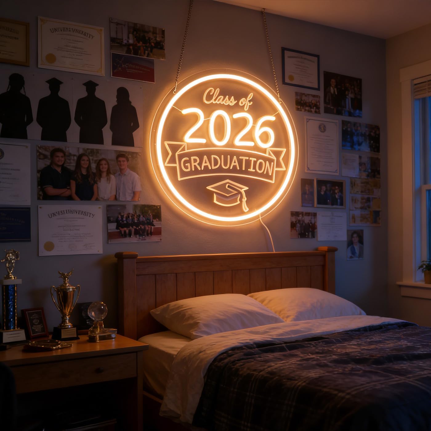 Luz LED Class of 2026 USB regulable para graduado
