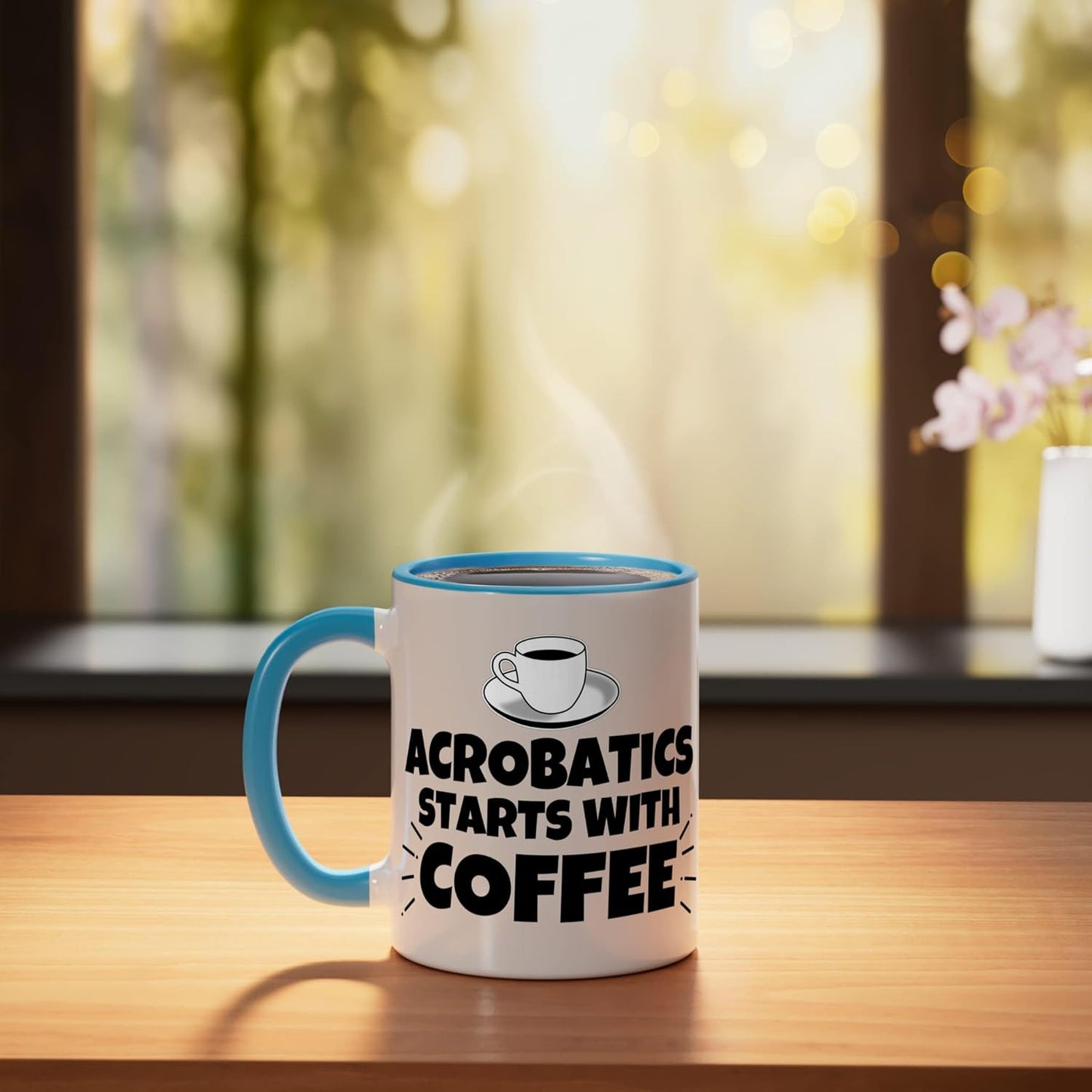 Taza de cerámica Acrobatics azul/blanco
