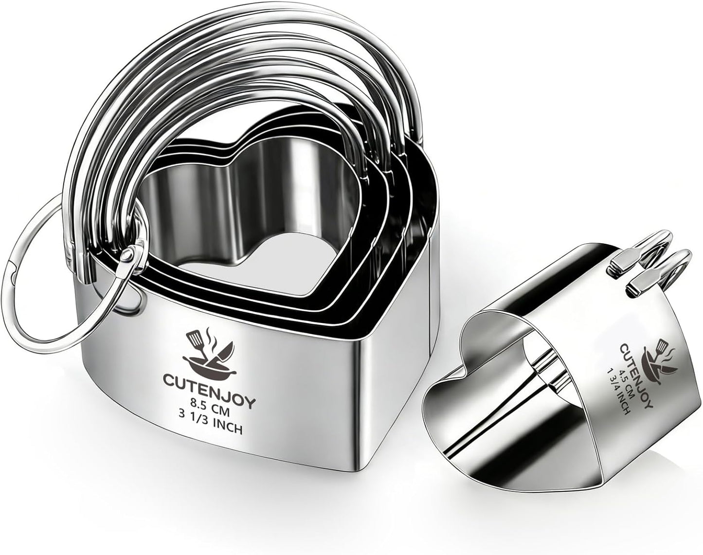 Cortador galletas corazón acero inox 5 pzas