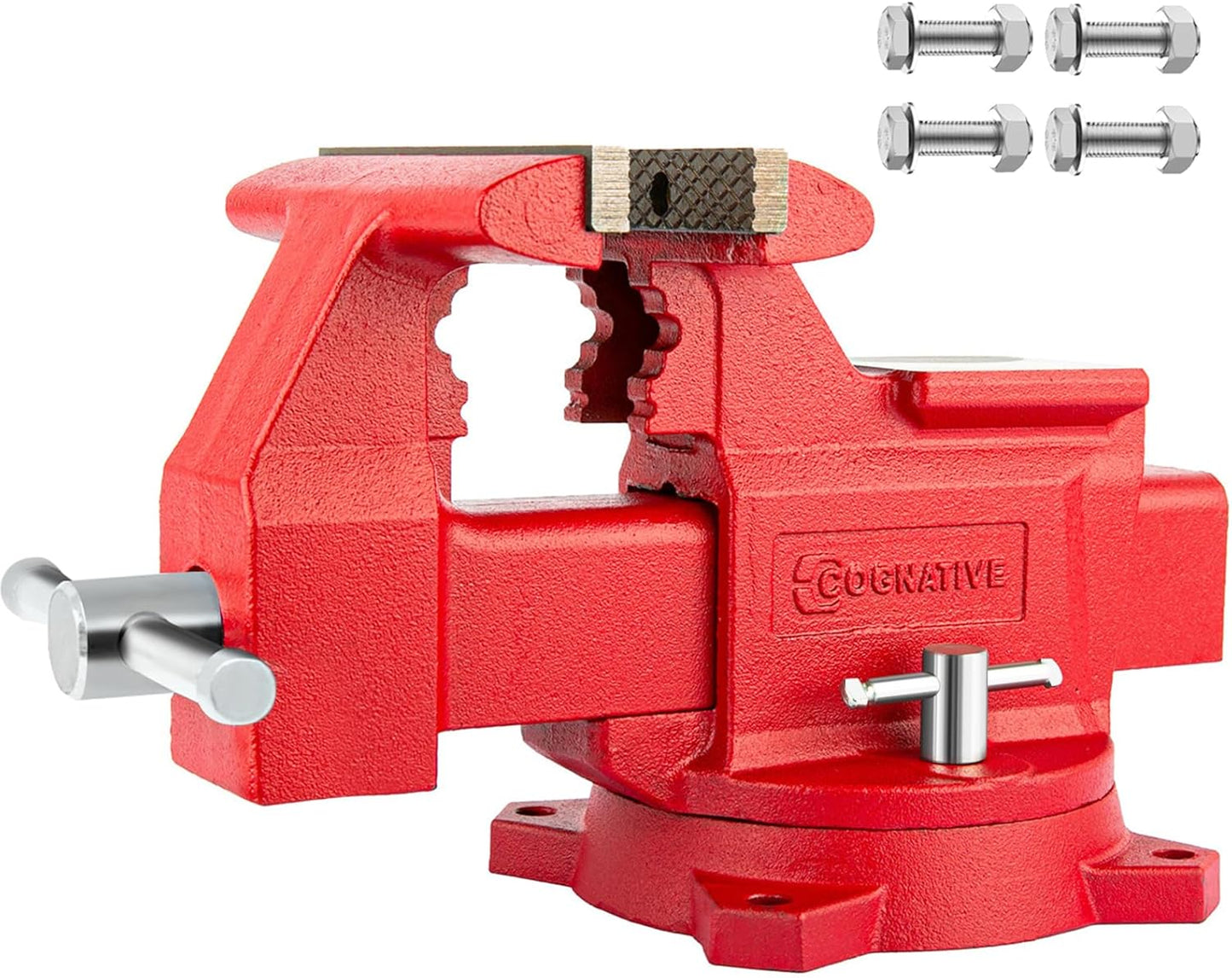 Tornillo banco hierro dúctil 4.5pulg giratorio 360° con yunque rojo