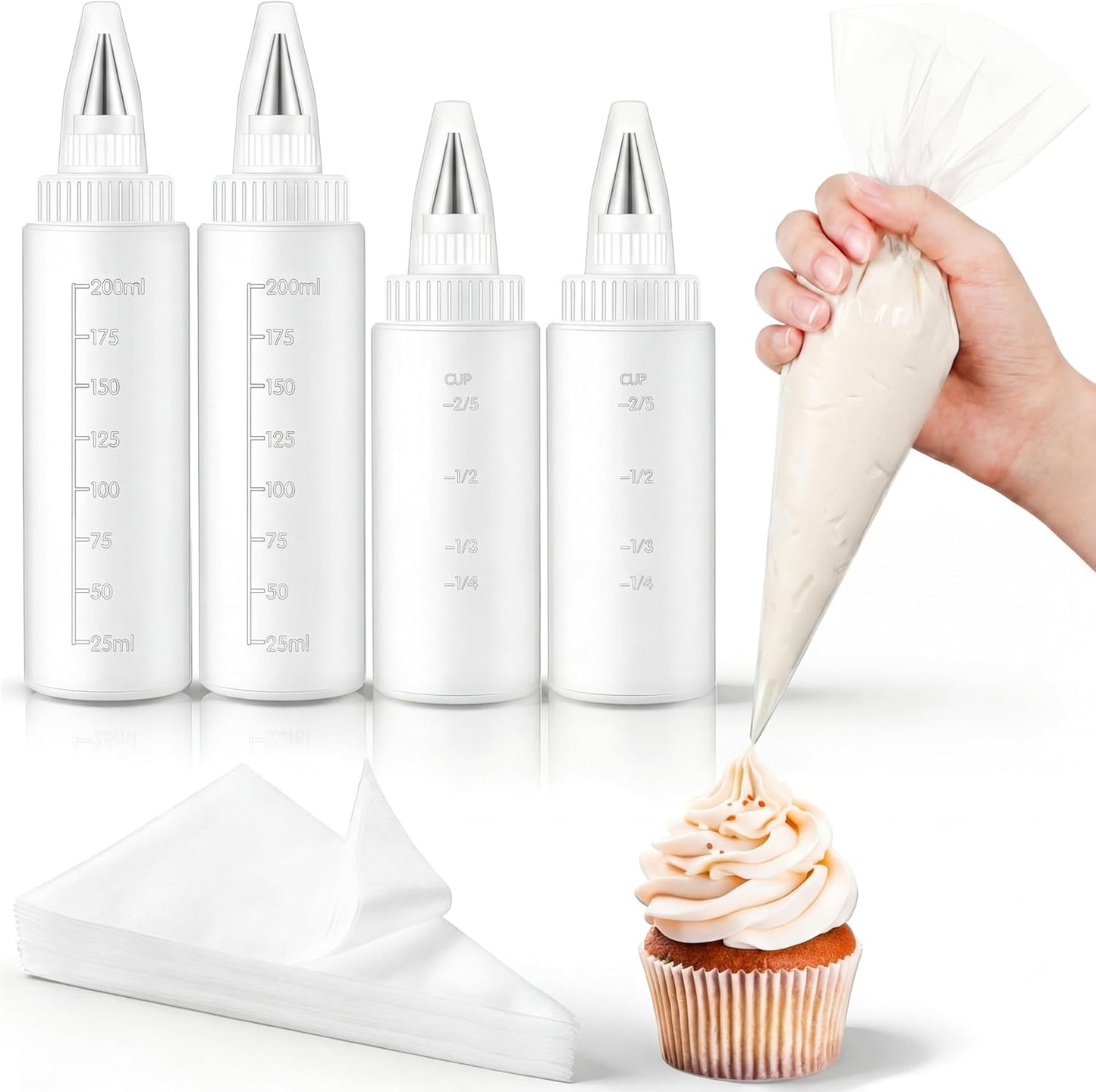 Botellas de plástico para glaseado de galletas 4-8 oz con puntas