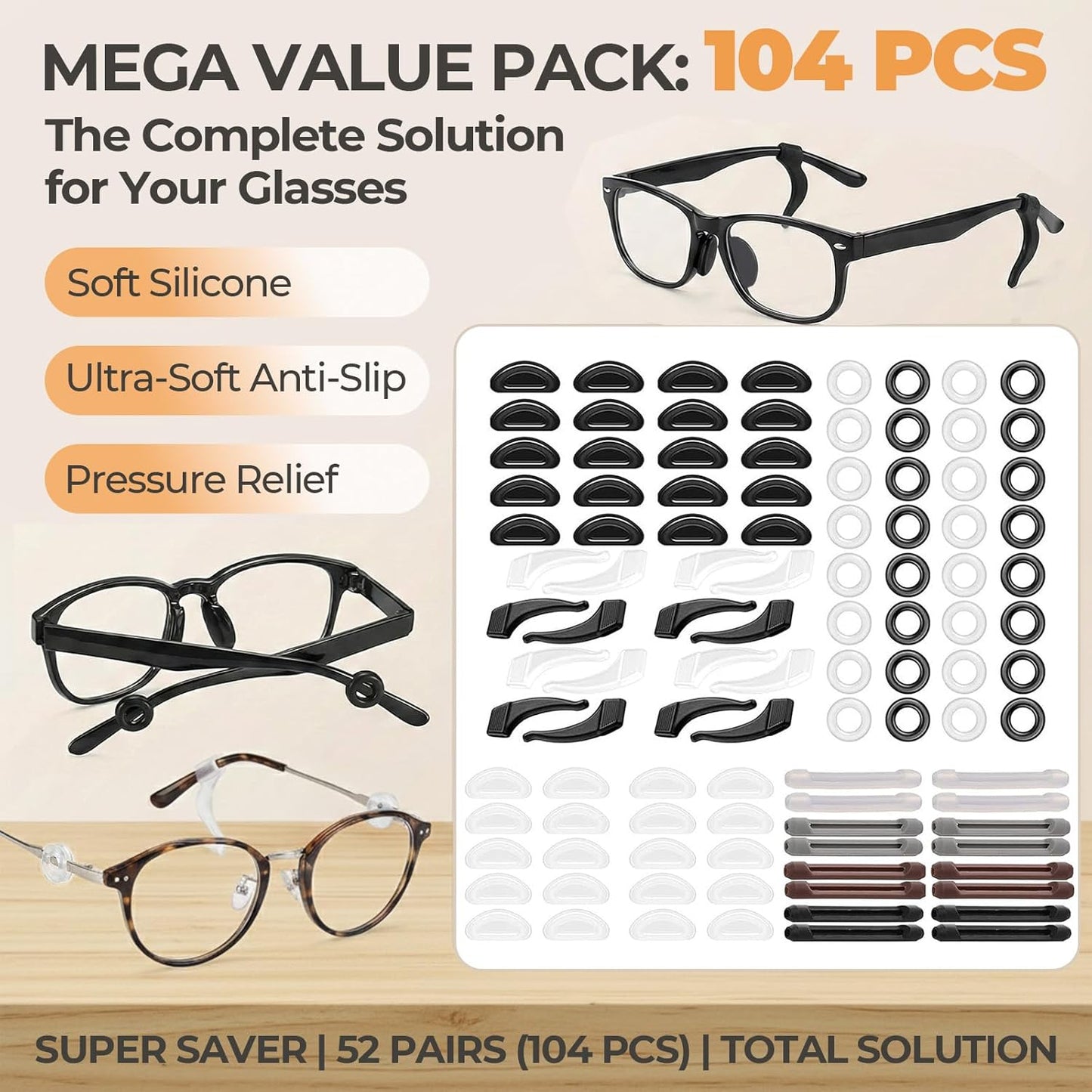 104 Pzas Accesorios Antideslizantes para Lentes