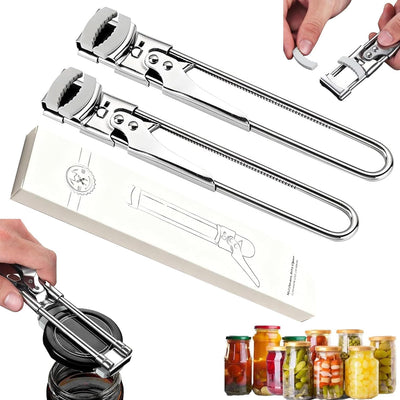 Abrelatas ajustable de acero inoxidable para personas mayores, paquete de 2 con agarre fácil para artritis