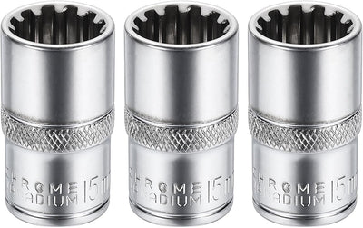 Set 3 llaves de tubo 1/2pulg 38mm acero niquelado hogar auto