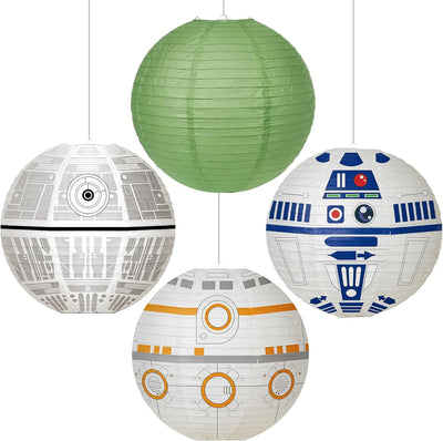 4 Linternas Papel Galaxy Wars Estrellas Negras