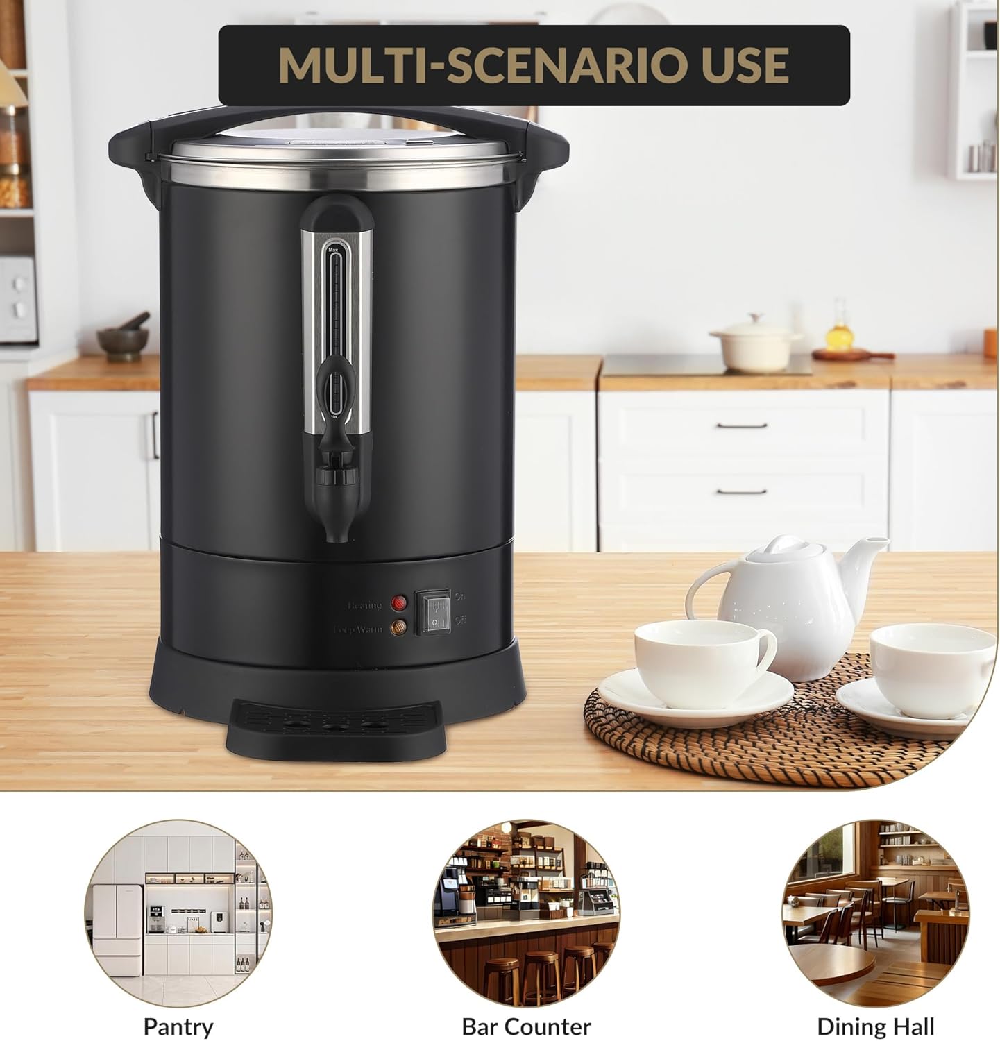 Urna café 120 tazas acero inox 18L dispensador eléctrico