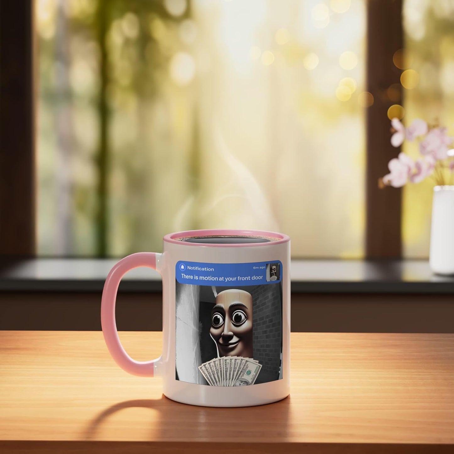 Taza Cerámica Tung Tung Sahur Meme Rosa/Blanca